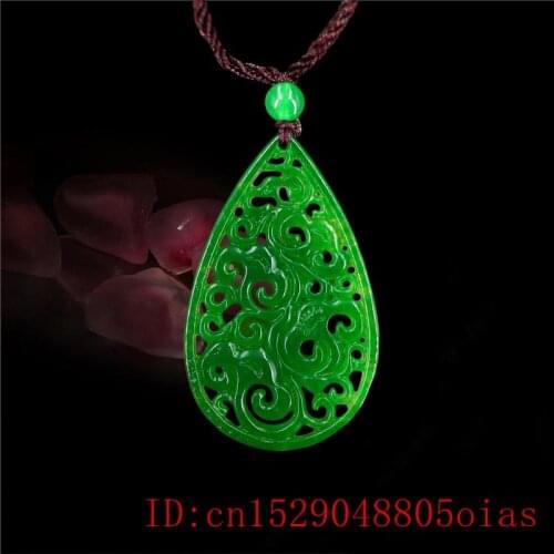 Green Jade Ruyi Pendant Chinese Charm Jewellery Jadeite Natural Necklace Gifts Carved Amulet Lucky Fashion
