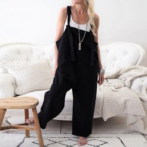 Oversized Baggy High Street Style Jumpsuits Women Elegant Wide Leg Loose Overall With Pocket Trousers Female Ladies Clothing