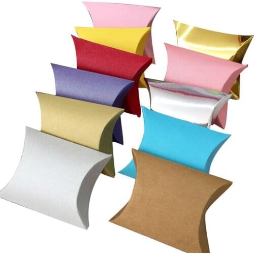 10Pcs Paper Pillow Boxes Blank Gift Box Kraft Stroage Box Paper Packing Boxes For Jewelry Wedding Candy Baking Handmade Soap