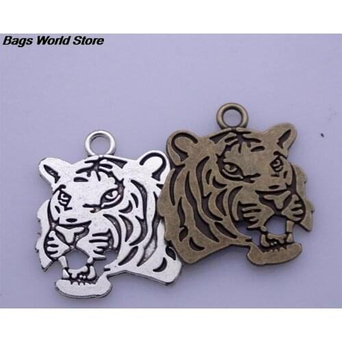 10PCS Fashion Keychain Roaring Tiger Head Pendants DIY Men Holder Souvenir For Gift Jewelry Car Key Chain Ring 27x24mm