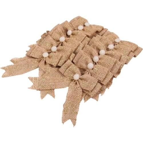 12pcs DIY Burlap Bows Gift Basket Bows Ribbon Knots for Gift Wrapping Wedding Car House Decoration (Red Glitter)