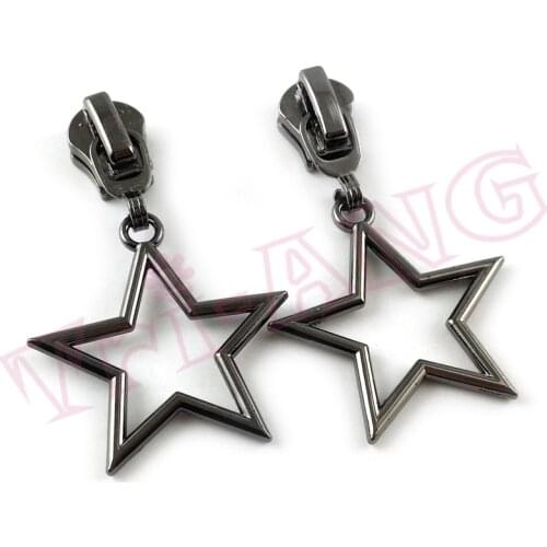 20pcs/lot, 2018 Hot Star Shape 5# Zinc Alloy Zipper Slider for Metal Nylon Resin Zippers