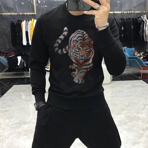 2021 Winter New Mens Hoodie High Quality Casual Sweatshirt Diamond Round Neck Long Sleeve Top