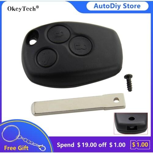 OkeyTech 3 Buttons Replacement Remote Key Shell Fob For Renault Megane Modus Espace Laguna Duster Logan DACIA Sandero With Blade