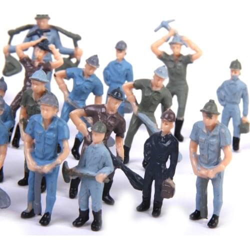 50pcs Railroad Track Workers Figure Set Railway Train Layout Painted Mixed Model Train Railway People Figures 1:42 HO Scale