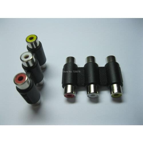 6 pcs 3 RCA Female Jack to 3 RCA Female Jack 3 Color