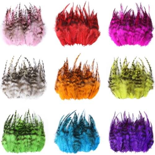 8-13cm Hackle Rooster Feathers Pheasant for Crafts 50pcs/ Jewelry Accessories Dyed Chicken Plumes Decoration 11 Color Wholesale