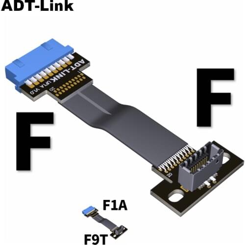 ADT-Link Internal USB 3.0 Internal 19Pin/20Pin to USB 3.1 type-E Flat Cable Extension Up to USB3.0 5G/bps Shielded