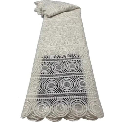 Pure White French Cord Guipure Lace Fabric 2021 High Quality Sequins Lace African Water Soluble Lace Fabric For Wedding Party