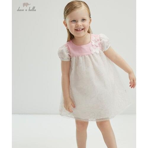 DB16619 dave bella summer baby girls cute cartoon floral dress children fashion party dress kids infant lolita clothes