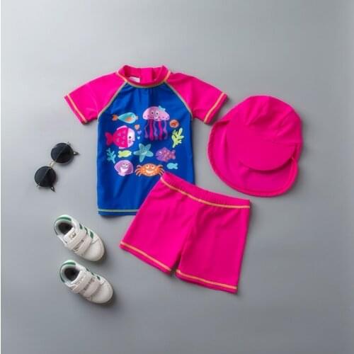 1-5years Childrens Swimsuit Girls Swimwear Baby Surfing Suit Split Sunscreen Anti-UV Swimsuit Set 2021new Arrival High Quality