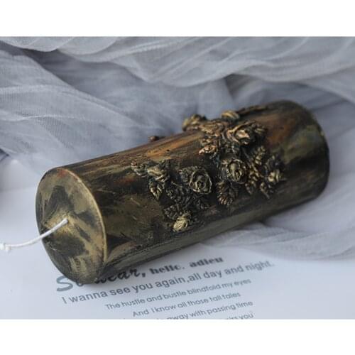 Candle Molds, Cylinder Shape Rose Flower Carved Silicone Candle Molds for Making DIY Art Wedding Candles, Bath , Soap