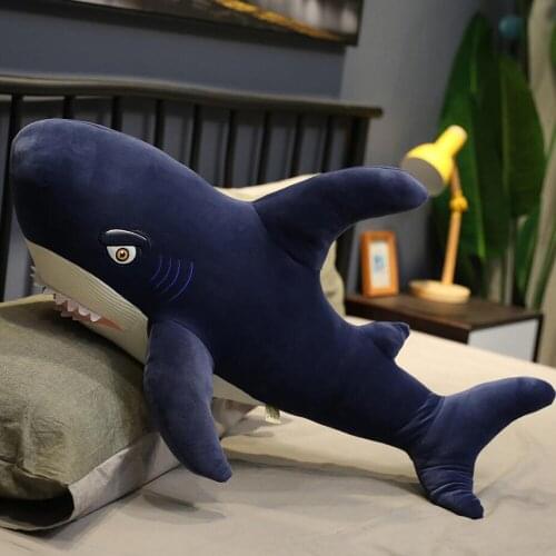 Simulation creative large shark pillow children plush toy blue shark stuffed toy birthday gift
