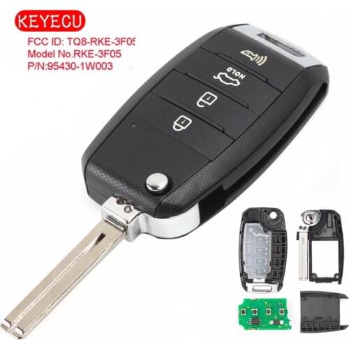 Keyecu Flip Remote Car Key Fob 3+1 Button for Kia Rio 2014-2016 315MHz FCC ID: TQ8-RKE-3F05 95430-1W003