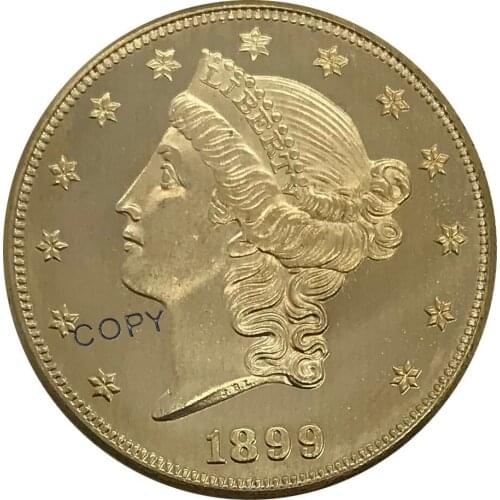 1899 United States 20 Twenty Dollars Liberty Head Double Eagle with motto Gold coin Brass Collectibles Copy Coin