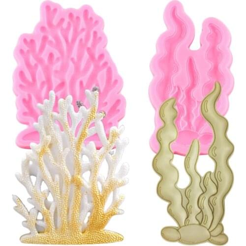Coral Seaweed Silicone Molds DIY Tree Branch Fondant Cake Decorating Tools Cupcake Topper Candy Clay Chocolate Gumpaste Moulds