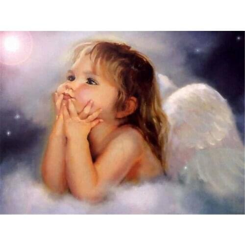 Angel Kids Printed Canvas 11CT Cross Stitch DIY Embroidery Kit DMC Threads Painting Hobby Knitting Handmade Wholesale