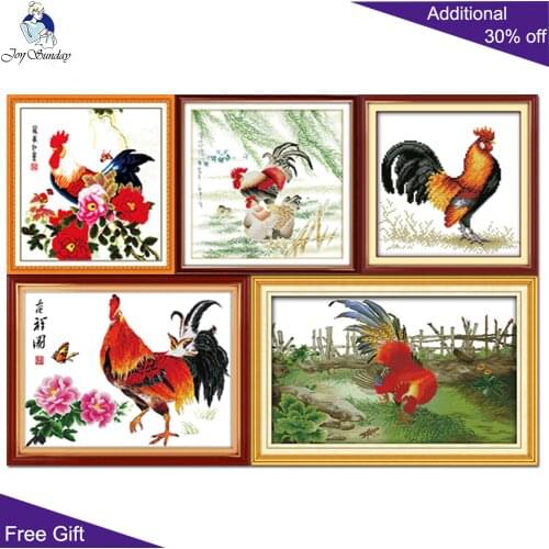 Joy Sunday D053 D122 D133 D156 D195 Smoothly Family Chicken Crowing Lucky Live An Extravagant Life Animal Cross Stitch