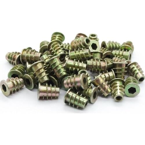 Practical Set kit M4 M5 M6 M8 M10 Zinc Alloy Furniture Hex Drive Head Nut Threaded For Wood Insert