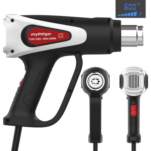 NEW LCD Heat Gun 2000W Universal Heat Gun for Resin(60-600D) with Nozzles 220V Best Heat Gun for Crafts with Overload Protection