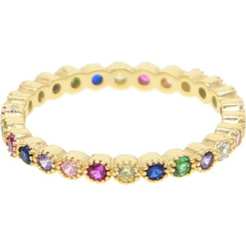 Bezel rainbow cz engagment ring for women 100% 925 sterling silver rings