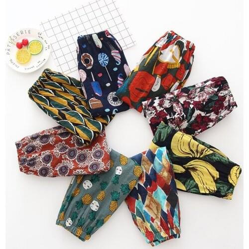 Kids Clothing Summer Harem Pants For Boys Girls Flower Print Cotton Mosquito Pants Children Trousers Kids Clothing 2 4 5 6 7 8 Y