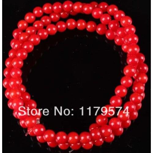 Wholesale and retail New 4MM Red Sea Shell Pearl Round Loose Beads Strand Accessory Part Fashion Jewelry Making Design 16" WJ303