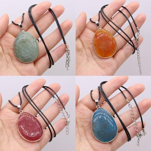 Hot Natural Stone Necklace Silver plated Scale Agates Rope Chain Pendant Necklace for Women Necklace Jewelry Graceful Gifts