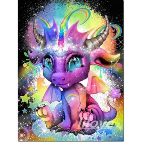 Full Square/Round 5D DIY Diamond Painting Cartoon 3D Diamond Embroidery Unicorn Dragon Pictures Mosaic Art Wall Decoration CV554