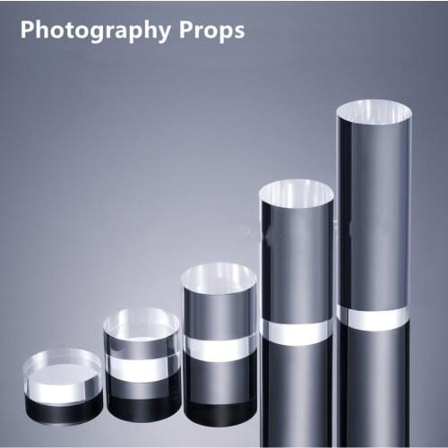 Transparent Acrylic Geometric Photography Props Cube Rectangular Cylindrical Glass Background Plate Decorations for Photo Studio