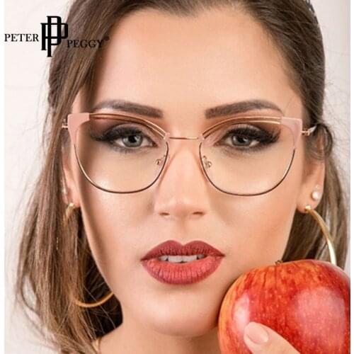 Anti-blue Light Optics Glasses Women Frames Fashion Cat Eye Vintage Glasses Men Prescription Myopia Eyeglasses Frames