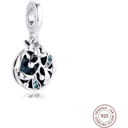 Fits Pandora Bracelet 925 Sterling Silver Christmas Mistletoe Dangle Charms Metal Beads DIY Jewelry Making Bijoux Femme 2020