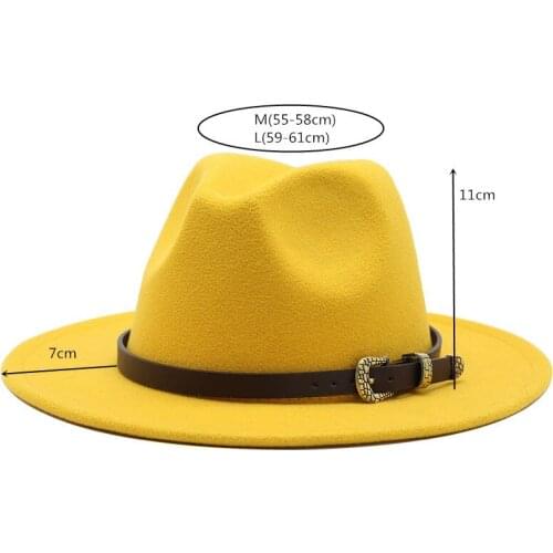 Yellow fedoras hat Panama felt hat for women jazz hat fedora hat lady fashion hat women fedoras women hats with chains