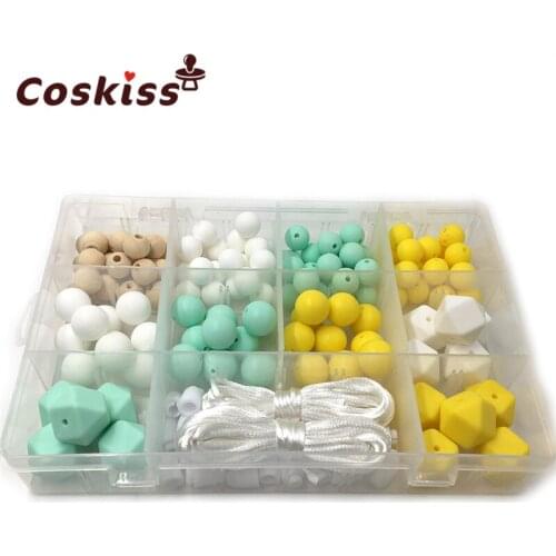 DIY Silicone Baby Teething Necklace Kit Free Storage Case Included Perfect Baby Shower Gift Food Grade Teething Wooden Beads