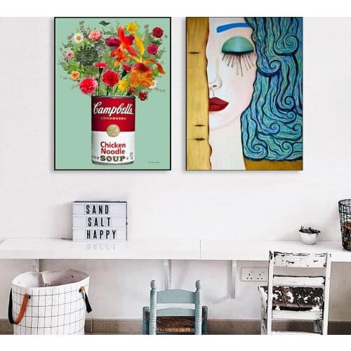 Nordic Modern Style Girl Characters Colorful Flower Canvas Painting Poster Print Decor Wall Art Pictures For Living Room Bedroom