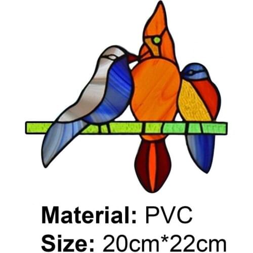 Stylish Wall Decal Bird Sticker Delicate Stained Birds Design PVC 3D Cartoon Pattern Sticker Removable DIY Window Decal for Home