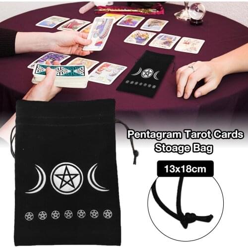 13x18CM Tarot Storage Bag Thick Velvet Star Moon Pattern Protective Card Board Game Embroidery Drawstring Bag