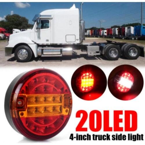 Universal 12V 24V 20-LED Tail Light Rear Brake Light Turn Signal Lamp Round Hamburger Lamps For Car Lorry Truck Van Trailer