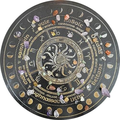 Witch Divination Crystal Energy Disk Oak Material Altars And Astrolabes Home Office Room Decoration Suitable Decoration Tools