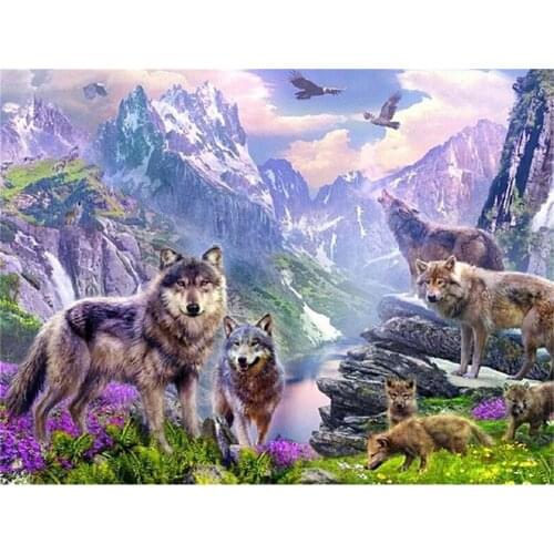 Wolf Animal Winter DIY Embroidery 11CT Cross Stitch Kits Needlework Craft Set Printed Canvas Cotton Thread Home Design