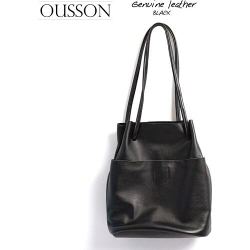 OUSSON High Quality Women Fashion Leisure Large Capacity Shoulder Bag Ladies Soft Leather Commuter Tote Bag