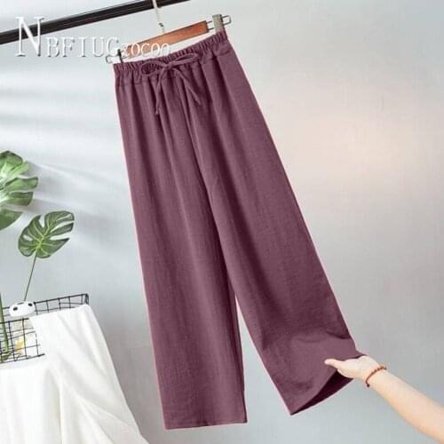 S-5XL 3 Colors Can Choose Wide Leg Women Pants Summer New High Waist Female Trousers