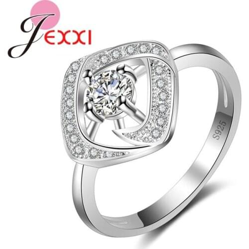 925 Sterling Silver Party Rings For Woman Fashion Hollow Out AAA Cubic Zircon Crystal Wedding Engagement Rings Bridal Jewellery