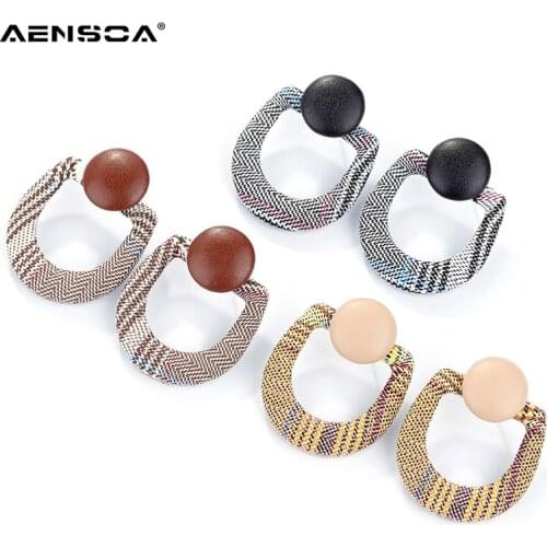 AENSOA Fashion Bohemia Leather Drop Earrings For Women Statement Fabric Geometric Earrings Jewelry Gift Pendientes