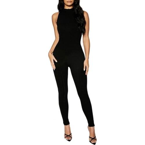 Sports Jumpsuit Solid Color Patchwork Summer Stand Collar Sleeveless Jumpsuit Streetwear