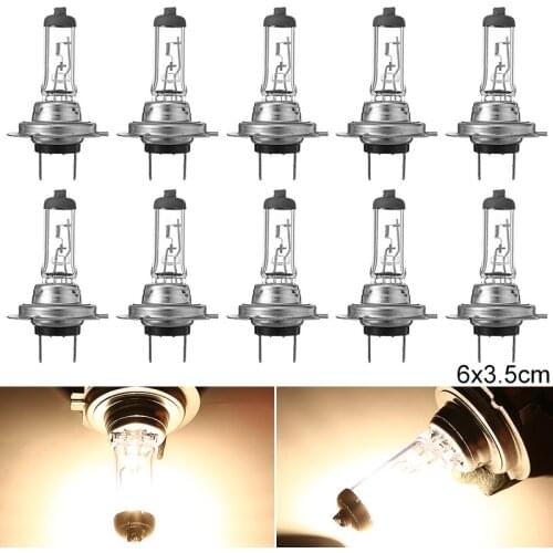 10Pcs/set H7 Headlight Bulbs Optics Halogen Lamps 6000K Super White 12V 55W Car Headlamp for Car Light Source