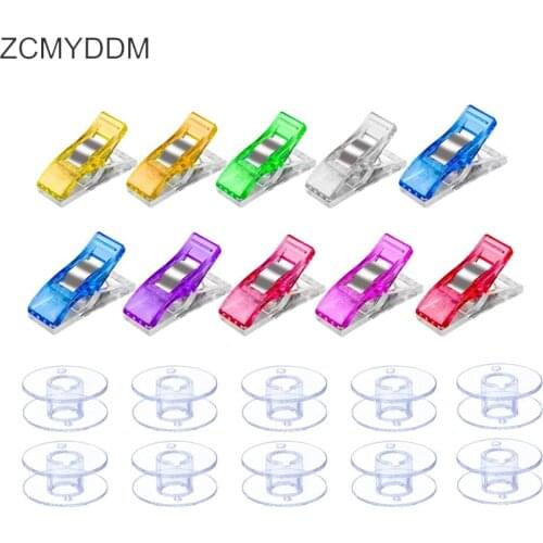 ZCMYDDM 10PCS Sewing Machine Bobbins with 10PCS Sewing Plastic Clips for Tailoring Embroidery Fabric Patchwork Craft Sewing Tool