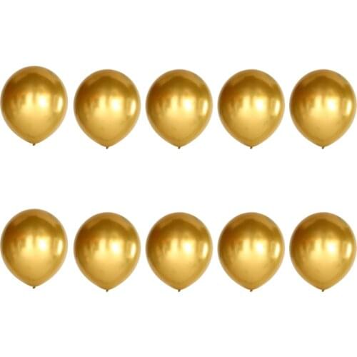 10 Pieces 18 Inch Metallic Balloons Shiny Latex Balloons for Birthday Wedding Party Decoration (Gold)