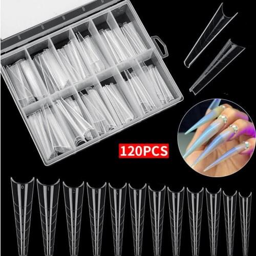 120pcs Clear Dual Forms Quick Building Nail Mold Tip With Storage Box Finger Extension Nail Art UV Builder Poly Nail Gel Tools