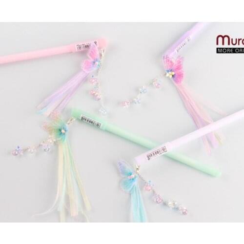 36 pcs/lot Beautiful butterfly Pendant Gel Pen Kawaii 0.5mm black ink Signature Pens office school writing supplies gift